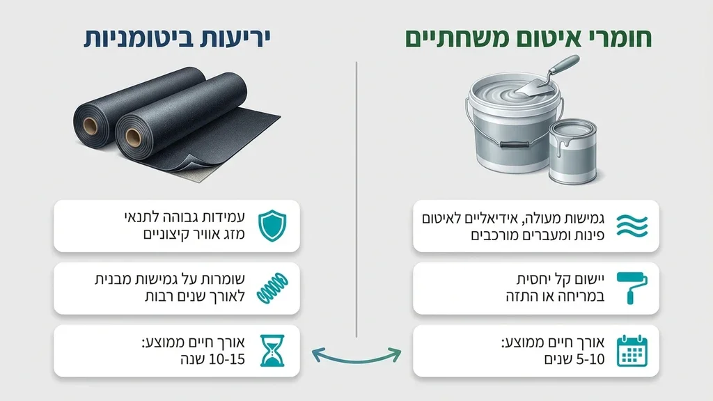 חומרי איטום מבנים ויריעות ביטומניות