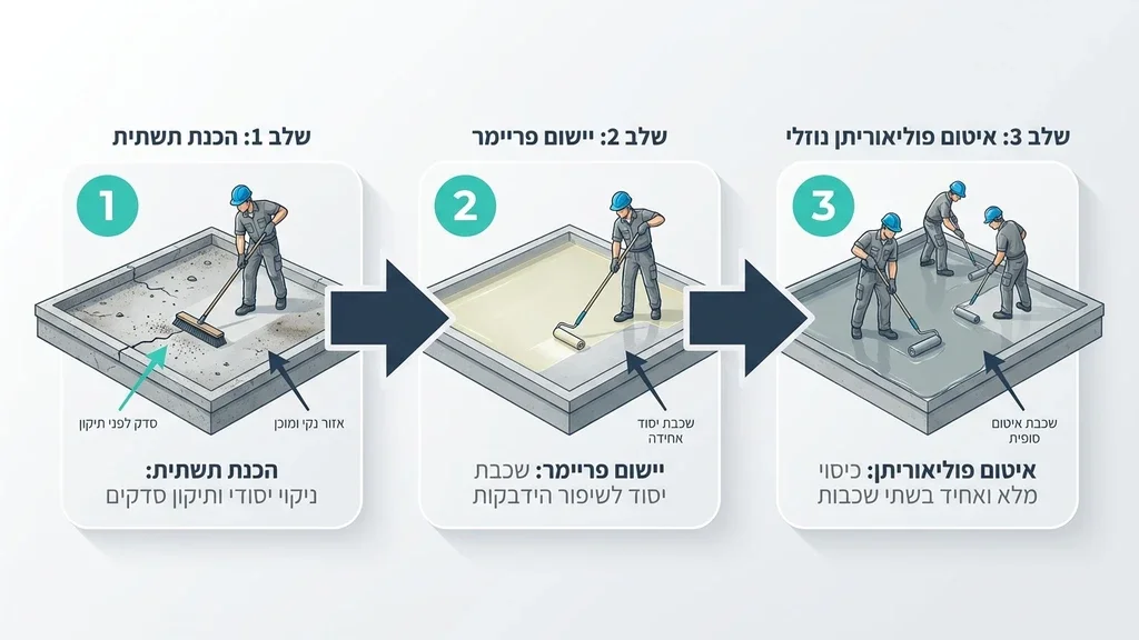 יישום מערכת איטום מבנה על גג שטוח