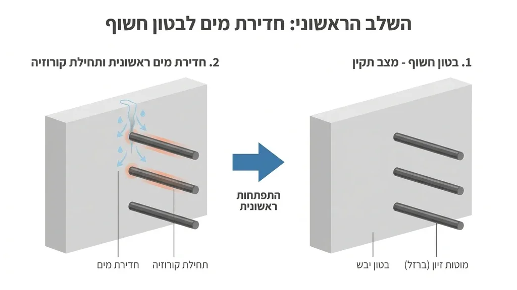 יציקת בטון והכנת תשתית לבריכת שחייה לפני איטום