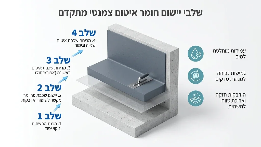 מריחת חומרי איטום פולימריים על קירות בריכת שחייה