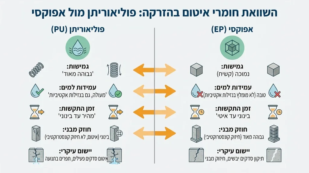 חומרי הזרקות איטום שונים