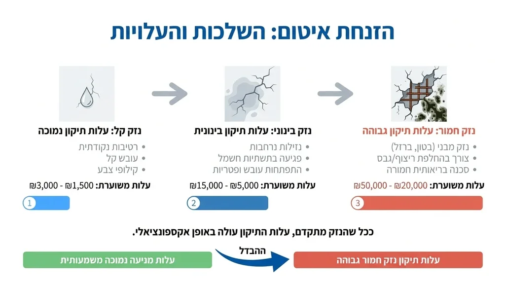 סדקים ונזקי רטיבות במבנה בטון