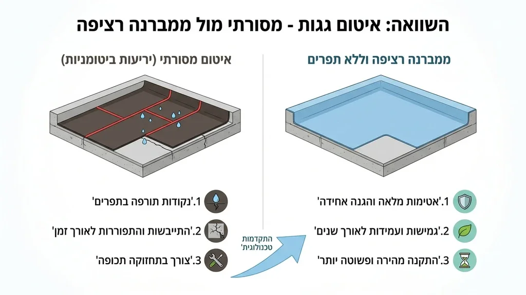 קבלן מבצע עבודות איטום במריחות על גג שטוח
