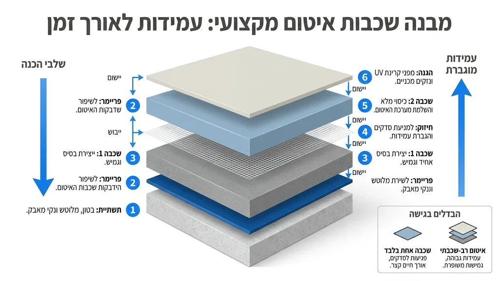 יישום שכבת חומר איטום משחתי על משטח בטון