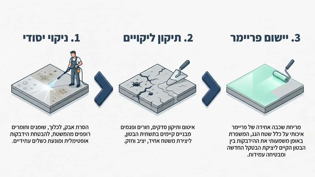 הכנת תשתית הגג ויישום חומרי יסוד לקראת איטום מקצועי