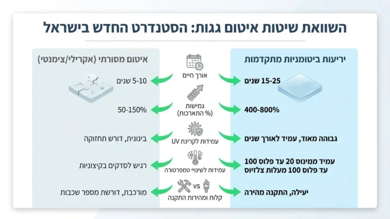 יישום יריעות ביטומניות באמצעות הלחמה על גג שטוח